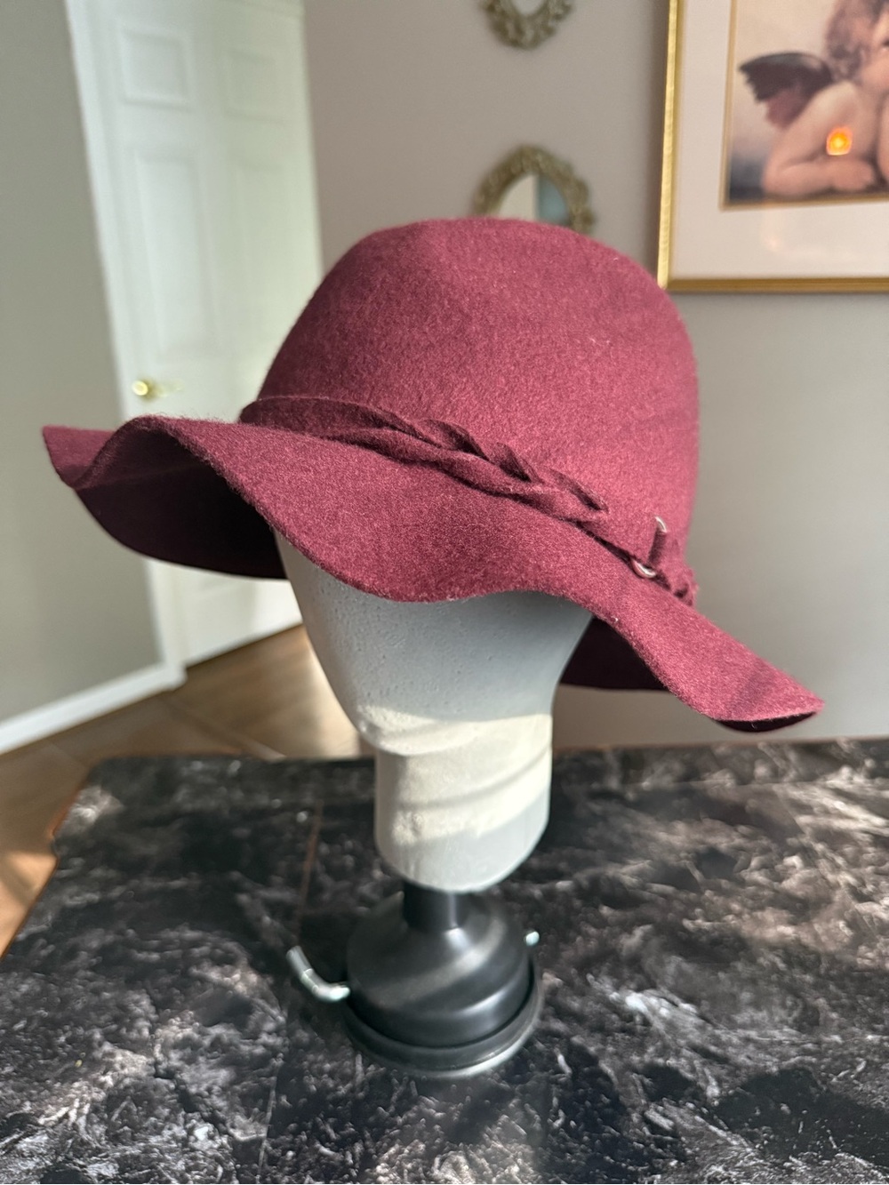 Apt. 9 Wine Floppy Wool Hat with Braided Band